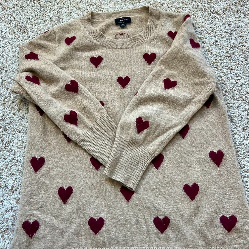 JCrew 100% Cashmere heart sweater